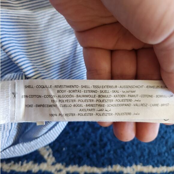 Ariat Pro Series Dayne Classic Fit Blue and White Striped Shirt-Medium - Picture 6 of 7